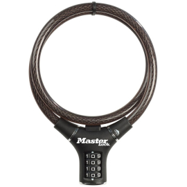 MASTER LOCK 12MM X 900MM      VERTICAL RESETTABLE COMBINATION    BRAIDED STEEL   CABLE LOCK: BLACK 900MM